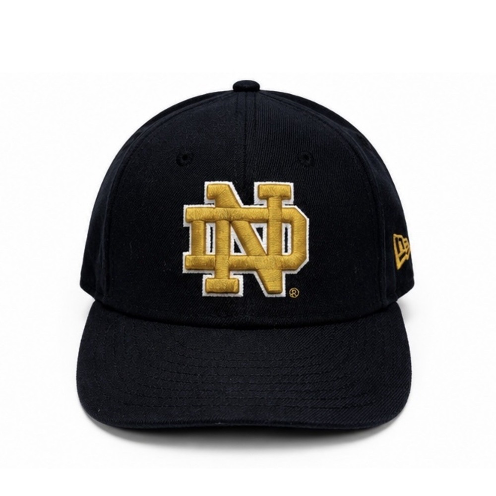 Notre Dame NCAA New Era 59FIFTY Fitted Hat Cap Navy Gold Size 6 7/8 Low Profile